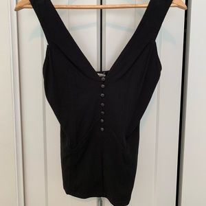 Free People Black Metal Button Tank